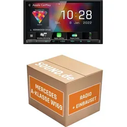 JUST SOUND Kenwood DMX8021DABS Einbauset für Mercedes A-Klasse W169 - Komplettes 2-DIN Autoradio Einbauset für Mercedes A-Klasse W169 (2004-2012) mit kabellosem Apple CarPlay und Android Auto für müheloses Streaming und Navigation.