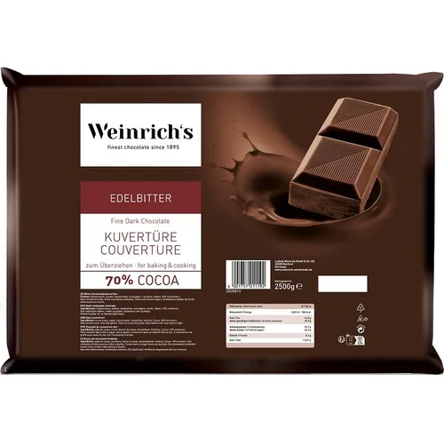 Weinrich Kuvertüre Edelbitter 70% Kakaogehalt (2,5 kg)