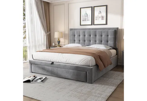 Stilvora Polsterbett Beige 140x200 cm mit verstellbarem Kopfteil - Kompaktes Polsterbett für Schlafzimmer mit gepolstertem Kopfteil, das sich ideal an verschiedene Liegepositionen anpassen lässt. Inklusive Lattenrost und Matratze, sorgt für optimalen Komfort und stabilen Schlaf.