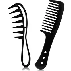 Stück Haarkamm Set Breiter Zahnkamm Grobzinkig Schwarz 2 - Vielseitiges 2-Stück-Set mit breitem Zahn- und großem Kamm. Ideal für die schonende Pflege von lockigem, nassem oder dickem Haar. Aus robustem Kunststoff für langanhaltende Nutzung – perfekt für Zuhause und unterwegs.