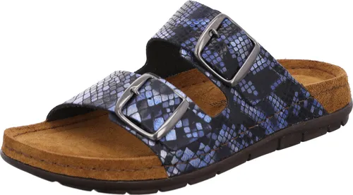 Rohde Damen Pantolette bequem grafisches Muster schimmernd Rodigo-D 5858, Größe:37 EU, Farbe:Blau