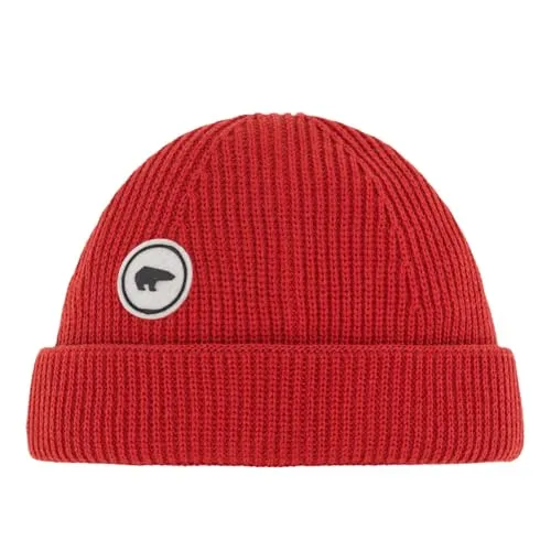 EISBÄR Raik MÜ mineral red - Stylische Mütze aus Schurwolle - Sandaletten und mehr: Die nachhaltige Raik Mütze aus 100% reiner Schurwolle vereint urbanen Stil mit Retro-Charme durch das Rundlogo aus recyceltem Polyester.