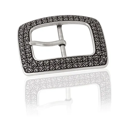 FREDERIC HERMANO Gürtelschnalle 40mm Zamak Silber - Buckle Rose - 305407520020 Austausch Wechselschnalle für Gürtelriemen