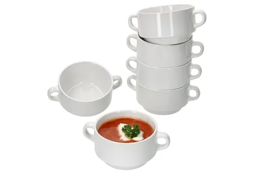 MamboCat Suppenschüssel 6er Set Stiva - Elegante weiße Porzellanschalen - Suppenschüsseln aus hochwertigem Porzellan, ideal für stilvolle Tischgedecke und perfekt für Suppen oder Snacks.