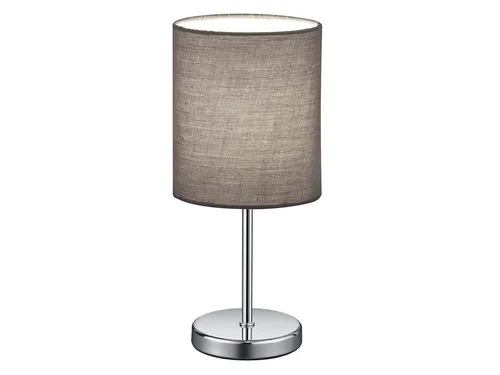 Reality Leuchten LED Nachttischlampe, Dimmfunktion, LED wechselbar, Warmweiß, kleine Designklassiker dimmbar, Fensterlampe Stoff Lampenschirm Grau