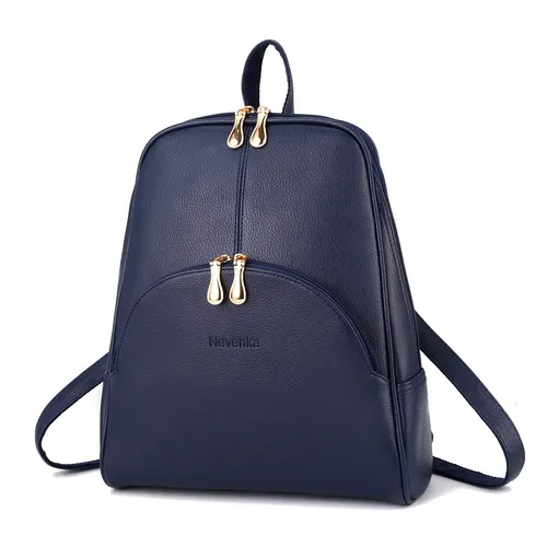 Nevenka Damen Cityrucksack aus PU Leder - Eleganter Daypack mit zwei geräumigen Hauptfächern und goldenen Reißverschlüssen. Ergonomische, verstellbare Tragegurte sorgen für hohen Tragekomfort – ideal für Büro und Alltag.