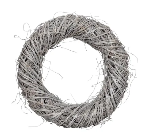Deko Weidenkranz White Washed - 30 cm - Rattankranz zum Dekorieren - Weide Türkranz Tischkranz Adventskranz Dekokranz Holzkranz Rattan Kranz aus Holz geflochten zum Dekorieren