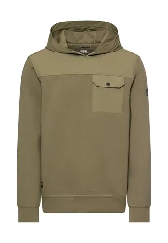 camel active Herren fleXXXactive® Sweatshirt mit Kapuze Olivgrün - Bequemer Style für Jeden Tag - Bequemes, dehnbares Sweatshirt mit Druckknopfdetail und camel active Logo. Ideal für den Alltag und optimale Bewegungsfreiheit. Regular Fit für einen lässigen Look.