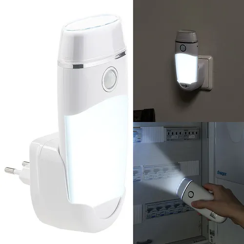 Lunartec Steckdosenlampe 4in1: Multifunktions-Leuchte mit Akku