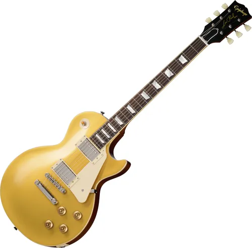 Epiphone 1957 Les Paul Goldtop Reissue Double Gold - Gitarren mit vintage-inspiriertem Design, ausgestattet mit USA Gibson Custombucker Tonabnehmer für authentischen Klang, inklusive schützenden Hardshell Case.