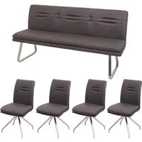 Esszimmer-Set MCW-H70, moderne Sitzgruppe mit Edelstahlfüßen