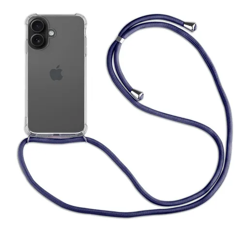 Handykette für Apple iPhone 16 Handymit Band Hülle mit Kordel Blau
