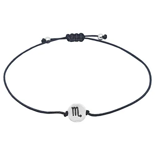 Selfmade Jewelry Armband Damen Silber Sternzeichen Größenverstellbares Makramee Armkettchen Handmade Inkl. Geschenk-Verpackung (Skorpion)
