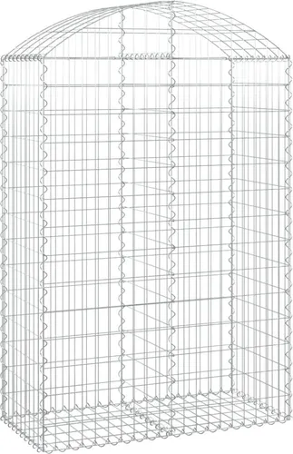 vidaXL Gabione mit Hochbogen 100x50x140/160 cm aus verzinktem Eisen - Dekorative und schalldämmende Gabione aus korrosionsbeständigem, langlebigem Eisen. Ideal zur Gestaltung deines Gartens und zum Schutz vor Wind und Regen.