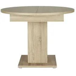 Ausziehbarer Esstisch Ludwig – Holzfarben, Ø 100 cm