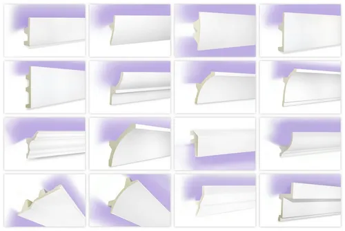 Tesori Stuckleiste KF721 - LED Profile für indirekte Beleuchtung, 24 Stück / 48 Meter - Moderne Stuckleiste aus stoßfestem Polyurethane für perfekten Wandabschluss mit indirekter Beleuchtung. Einfach zu verarbeiten und überstreichbar, ideal für kreative Raumgestaltungen.