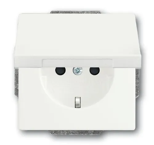 Busch-Jaeger 20 EUK-884 Schutzkontakt-Steckdose mit Klappdeckel, mit Befestigungskrallen, studioweiß matt, Plattform 63