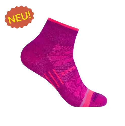 Wrightsock Sportsocken Quarter Coolmesh II (dünn, atmungsaktiv, bequem) orchid - 1 Paar, Größe: 41,5-45