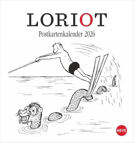 Loriot Postkartenkalender 2026: Humorvoller Kalender zum Aufstellen und Aufhängen. Kultiger Postkarten-Kalender. Kleiner Kalender mit 12 witzigen Postkarten. (Postkartenkalender Heye)