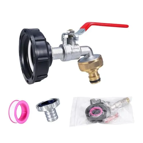 SingPai IBC Auslaufhahn, 1000L Wassertank Wasserhahn aus Legierung Kugelhahn mit 3/4 Zoll Anschluss IBC Adapter für Wassertank Wasserhahn, Regenwassertank IBC Tank Zubehör