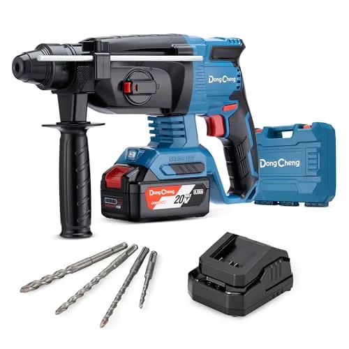 DongCheng Akku Bohrhammer 18V - Leistungsstarker 4-in-1 Bohrhammer - Bohrmaschinen: Leistungsstarker Akku Bohrhammer mit 2,7 J Schlagenergie, bürstenlosem Motor und Anti-Vibrationsgriff für effizientes Arbeiten und lange Lebensdauer.
