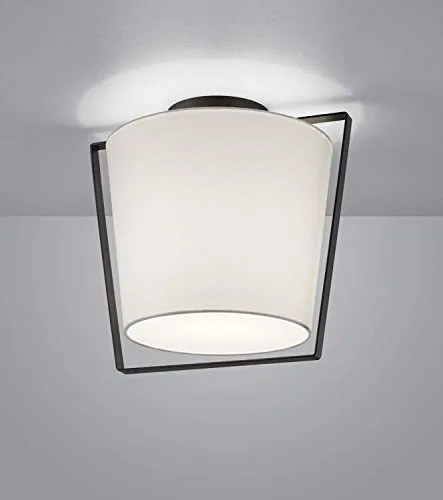 Deckenleuchte UKA, E27, IP20, mattschwarz/Schirm weiß von Helestra