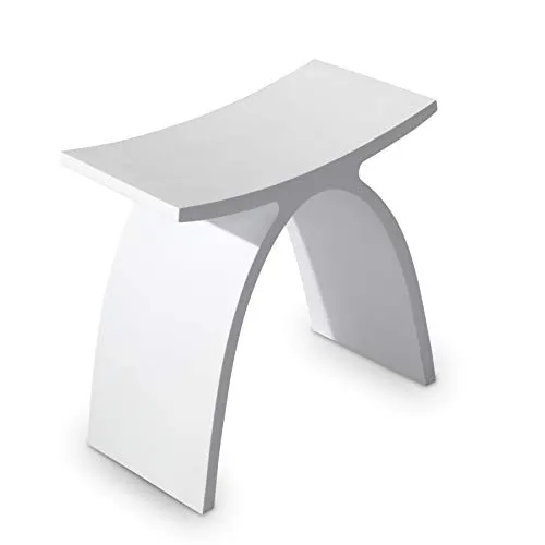 STILFORM Badhocker Duschhocker Manhattan in Weiß Matt – Eleganter Duschsitz aus Mineralguss