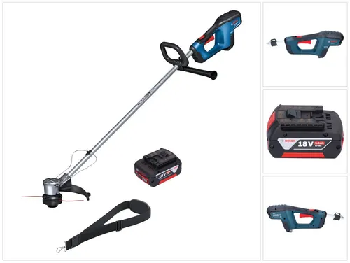 Bosch GRT 18V-33 Professional Akku Rasentrimmer - Rasentrimmer & Motorsensen, leistungsstark mit Brushless-Technologie und inklusive 1x 5,0 Ah Akku für kabellosen Einsatz im Garten.