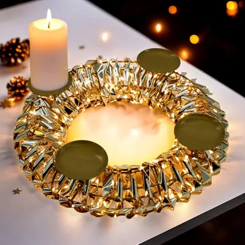 Adventskranz Gold 250 LED mit Timer und Fernbedienung in gold von Spetebo