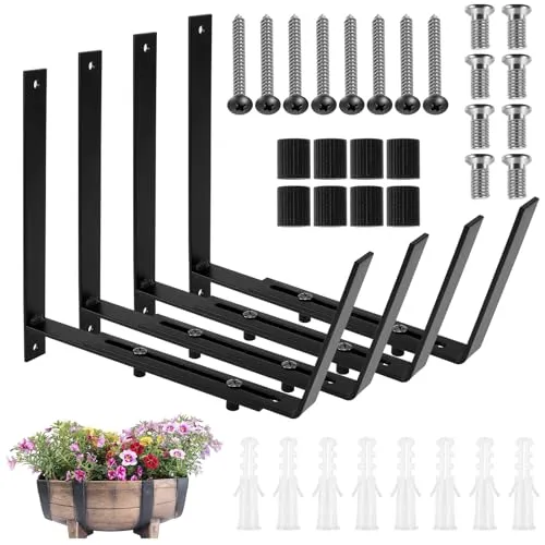 Stück Blumenkastenhalter, schwarz, robust und weitenverstellbar, Metallhaken für Baldachin, Wachen, Fenster, Garten und Zaun 4