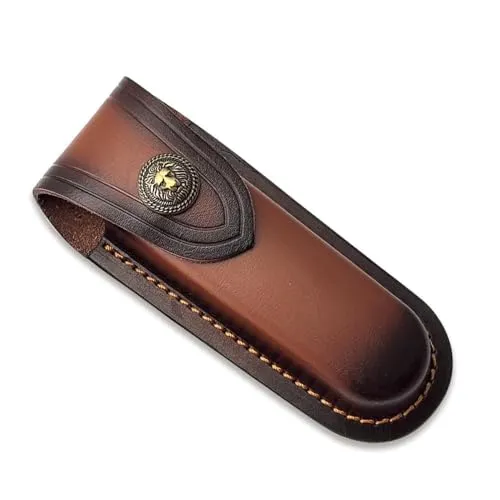 Casenly Messertasche Leder, Messer Etui Leder, Gürteltasche Etui Taschenmesser, Messertasche für Gürtel, Messer Lederetui In Braun, Messerschutzhülle für Taschenmesser Klappmesser