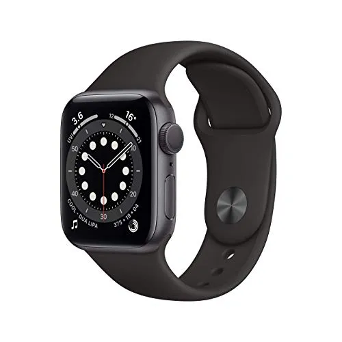 Produktbild Apple Watch Series 6 (GPS, 40MM) Aluminiumgehäuse Space Grau mit Schwarz Sportarmband (Generalüberholt)