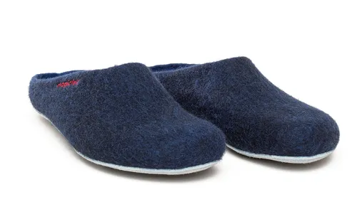 Magicfelt Filz-Hausschuh AP 701 aus reiner Merino-Wolle | Bequeme Pantoffeln für Damen & Herren in Midnight, Größe 44 - Hausschuhe aus 100% reiner Merinowolle, handgefertigt in Österreich. Genießen Sie ein gesundes Fußklima und höchsten Komfort mit rutschfester Ledersohle.