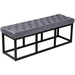 CLP Sitzbank Polson Samt mit Metallgestell - Elegante Polsterbank in Grau - Stilvolle Sitzbank aus hochwertigem Samt mit robuster Metallkonstruktion. Ideal für jeden Einrichtungsstil und bequem mit einer maximalen Belastbarkeit von 200 kg.