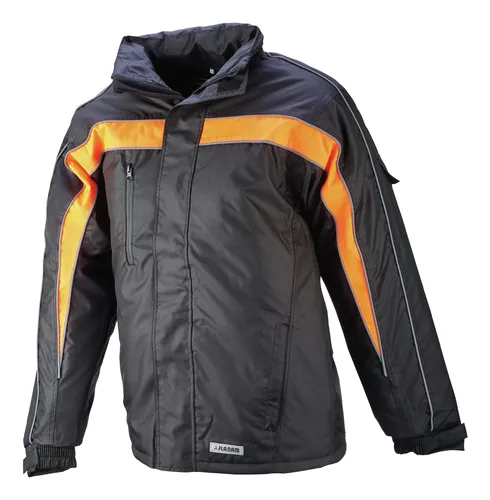 Planam Winterjacke Cosmic, schwarz/orange, Größe 3XL - Funktionale Funktionsjacke für kalte Tage, wasserabweisend und mit optimaler Wärmeisolierung für höchsten Tragekomfort.