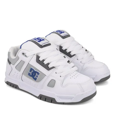 DC Shoes Stag White/Blue/Grey EU 44,5 - Lässige Low Sneaker - Sneaker mit strapazierfähiger Gummisohle für optimalen Komfort und mühelosen Streetstyle. Ideal für Freizeit und Casualwear.