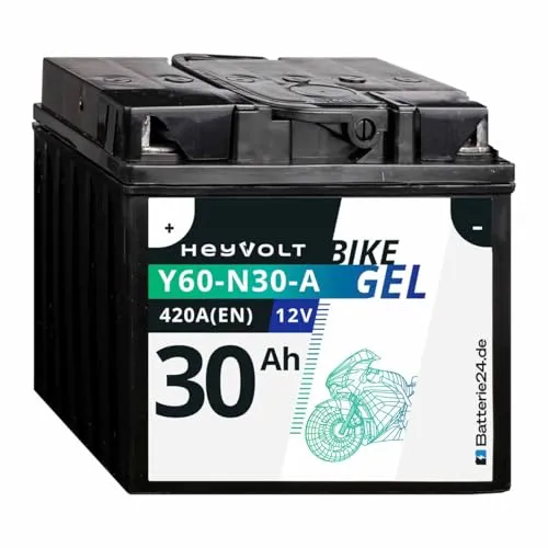 HeyVolt GEL Motorradbatterie 12V 30Ah Y60-N30-A 53034 C60-N30-A