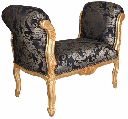 Barock Sofa Sitzbank Liege Antik Chaiselongue Schwarz Gold Sitzhocker Bank