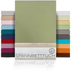 Beautex Spannbettlaken Spannbetttuch Bettlaken aus gekämmter Baumwolle Premium Jersey 160g/m2, Jersey, Gummizug: rundum, (1 Stück) grün 100 cm x 200 cm