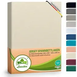 leevitex® Spannbettlaken Luxus Elasthan Jersey Spannbettlaken, Gummizug: Rundum-Gummizug 140-160 cm x 200-220 cm