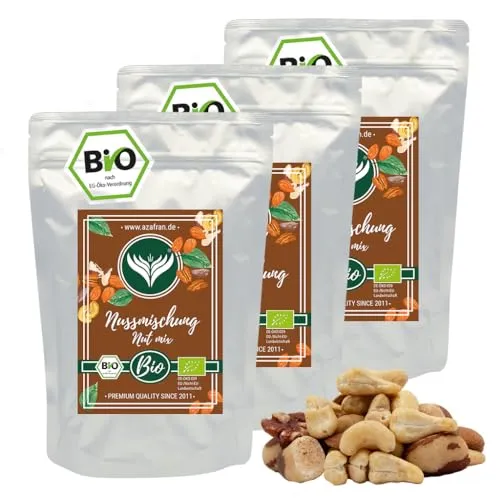 Azafran BIO Nusskernmischung, Nussmischung naturbelassen, Nuss Mix 3kg