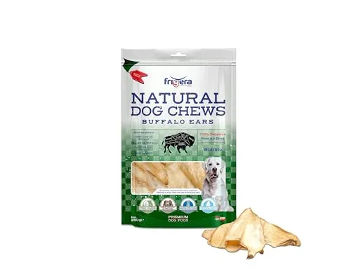 Frigera Büffelohren 250g – Natürliche, Proteinreiche Leckerlis für Hunde, Gluten- und Getreidefrei, Hochwertige Hundesnacks ohne Zusatzstoffe