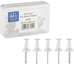 Alco Pinnadeln 660-10, Kopf aus Kunststoff, weiß, 20 Stück