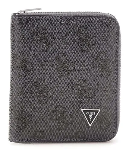 GUESS Milano Zip Around Geldbörse mit RFID-Blocker - Elegante Geldbörse aus echtem Leder, ideal für den Alltag. Mit RFID-Blocker für zusätzlichen Schutz, zahlreichen Fächern für Karten und Münzen. Maße: 9x11x2 cm, Gewicht: 115 g.