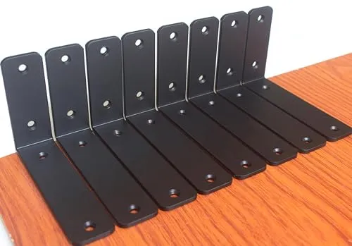 Stück – L 15,2 x 10,2 x 3,8 cm (L x H x B), 5 mm dick, schwarz L Regalhalterung, Eisenregal, Metallregal, Regalträger mit Schrauben 8