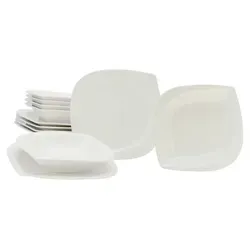 CreaTable Geschirr-Set Melbourne - Kombiservice aus hochwertigem Porzellan mit einzigartigem blattförmigem Design, ideal für stilvolle Tischdekorationen.