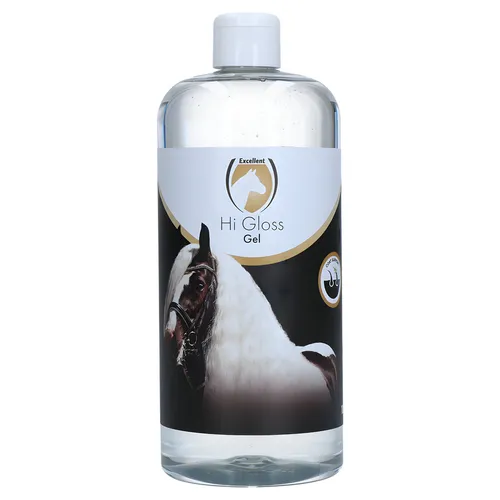Excellent Hi Gloss Gel mit Pumpe – 1L Pferdepflege-Gel - Pferdestriegel für Mähne, Schweif & Fell – Mit Conditioner und Lavendelduft für intensiven Glanz, schnelles Trocknen und seidige Geschmeidigkeit. Ideal für Shows und Turniere!