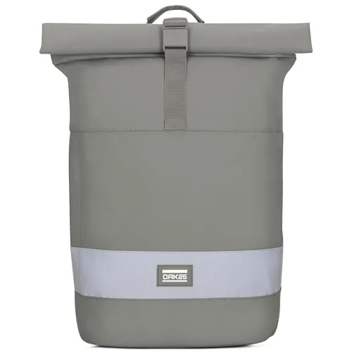 OAK25 Fahrradrucksack Everyday Rolltop, Reflektierend & Wasserabweisend - Fahrradtaschen mit 2-in-1 Funktion: Rucksack und Fahrradtasche, aus recyceltem Material, ideal für Laptop und mehr, perfekt für unterwegs.