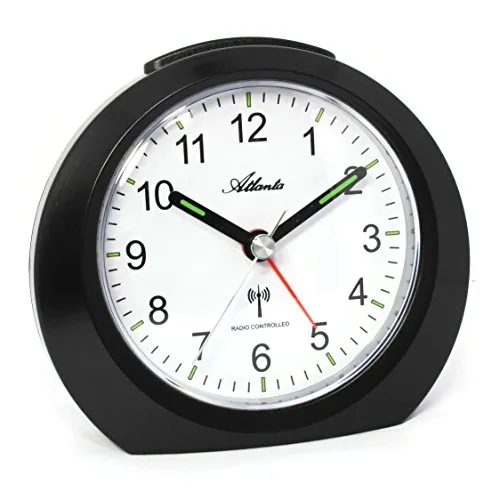 Atlanta Funkwecker - Funkwecker mit analoger Anzeige und Piepalarm, ideal für pünktliches Aufstehen. Leuchtzeiger und Beleuchtung sorgen für optimale Ablesbarkeit, auch im Dunkeln.