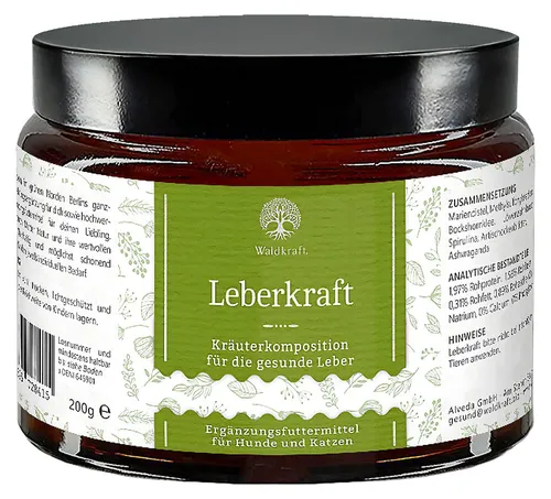 Waldkraft Leberkraft 200 g - Ergänzungsfuttermittel für Hunde & Katzen zur Unterstützung der Lebergesundheit. Fördert die Verdauung und entgiftet bei Belastungen durch Medikamente und Umweltgifte.